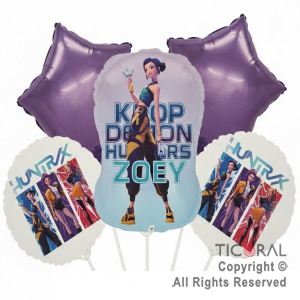 SET DE GLOBOS METALIZADO GUERRETAS K POP ZOEY 5 UNIDADES X 1